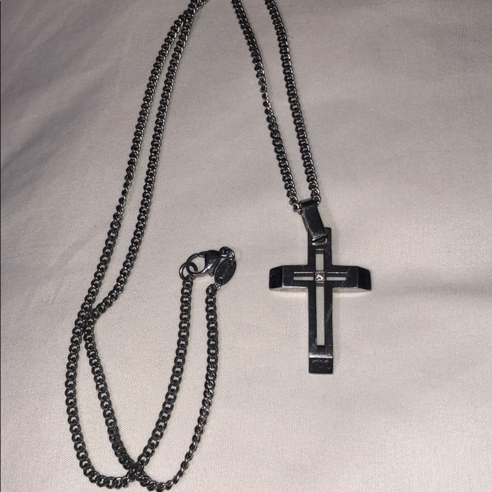 Sterling Silver Diamond Cross